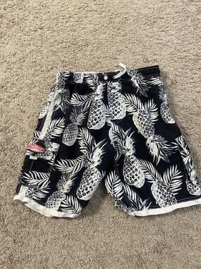 INGEAR Shorts Mens Large Blue Pineapple Swim Trunks Hawaiian Print Beach